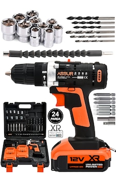 Assur ASR038 12V Çift Akülü Şarjlı Vidalama Turuncu Siyah Assur ASR038 12V Çift Akülü Şarjlı Vidalama Turuncu Siyah