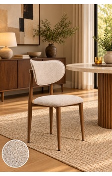 Modern Yemek Odası Sandalyesi Cappuccino Kumaş Ceviz Ayak Bohem Tasarım Kahverengi Modern Yemek Odası Sandalyesi Cappuccino Kumaş Ceviz Ayak Bohem Tasarım Kahverengi