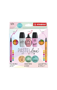 Stabilo Pastellove Mini Set 18'li 775 8 İnce Uçlu Keçeli Kalemler Özel Renkli Açık Gül Stabilo Pastellove Mini Set 18'li 775 8 İnce Uçlu Keçeli Kalemler Özel Renkli Açık Gül