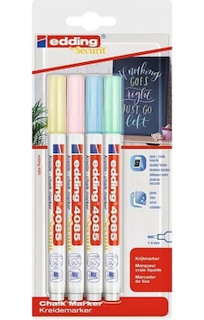Edding Cam Kalemi 4'lü Blister Pastel E4085 Çok Renkli Edding Cam Kalemi 4'lü Blister Pastel E4085 Çok Renkli