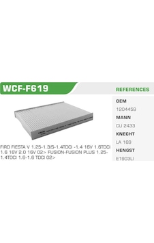 WINKEL WCF-F619 Polen Filtresi Fiesta V 01- Fusion 02- WINKEL WCF-F619 Polen Filtresi Fiesta V 01- Fusion 02-