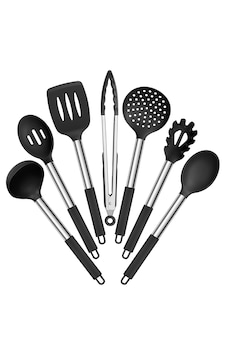Molikan 7 Parça Isıya Dayanıklı Silikon Servis Seti Siyah Molikan 7 Parça Isıya Dayanıklı Silikon Servis Seti Siyah
