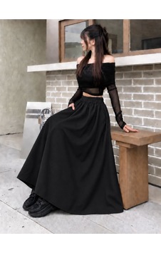 Hazego Kadın Yüksek Bel Maxi Boy Çan Etek Siyah Hazego Kadın Yüksek Bel Maxi Boy Çan Etek Siyah