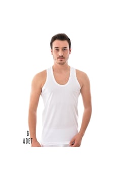 Erkek Beyaz 6 Adet Seher Askılı Penye Atlet 001 Erkek Beyaz 6 Adet Seher Askılı Penye Atlet 001