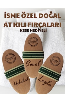 Beautysev İsme Özel Baskılı %100 Doğal At Kılı Selülit Fırçası Bez Çanta