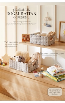 Ocean Home Textile 2'li Çocuk Odası Yıkanabilir Gri Pp Rattan Sepet Set 30 X 20 X 11 / 36 X 26 X 12 Cm Ocean Home Textile 2'li Çocuk Odası Yıkanabilir Gri Pp Rattan Sepet Set 30 X 20 X 11 / 36 X 26 X 12 Cm