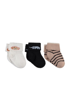 Civil Baby Kıvrık Üst Desenli 3'lü 6- Bebek Erkek Çorap Set - Standart Civil Baby Kıvrık Üst Desenli 3'lü 6- Bebek Erkek Çorap Set - Standart