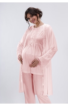 Lorians Pudra Hamile Ve Lohusa Pijama Takımı 3'lü Set Lorians Pudra Hamile Ve Lohusa Pijama Takımı 3'lü Set