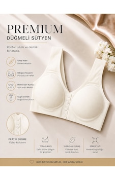 Qulat Önü Açılır Kapanır Düğmeli Sütyen Toparlayıcı, Dikişsiz, Rahat Kullanım Ekru Qulat Önü Açılır Kapanır Düğmeli Sütyen Toparlayıcı, Dikişsiz, Rahat Kullanım Ekru