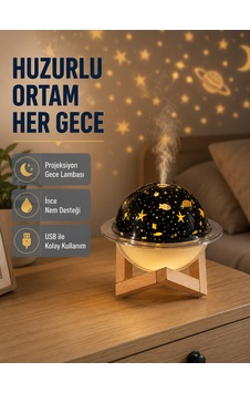 Usb Hava Nemlendirici Aromaterapili Projeksiyon Işıklı Sessiz Çalışma Modlu Usb Hava Nemlendirici Aromaterapili Projeksiyon Işıklı Sessiz Çalışma Modlu