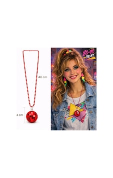 Retro Disko Topu Şekilli 8039ler 9039lar Kırmızı Renk Plastik Kolye Retro Disko Topu Şekilli 8039ler 9039lar Kırmızı Renk Plastik Kolye
