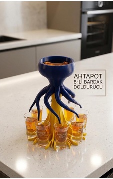 Taraftar Renkli Ahtapot Tasarımlı 8'li Pratik Bardak Ve Shot Dağıtıcı - Taraftar Renkli Ahtapot Tasarımlı 8'li Pratik Bardak Ve Shot Dağıtıcı -