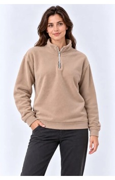 Butik İstanbul Polar Dik Yaka Yarım Fermuarlı Uzun Kollu Regular Fit Kışlık Sweatshirt - Bej Butik İstanbul Polar Dik Yaka Yarım Fermuarlı Uzun Kollu Regular Fit Kışlık Sweatshirt - Bej