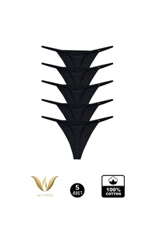 Wcreas Kadın İpli Tanga, Pamuklu Yumuşak Kumaş G-string Tanga 5'li Paket Siyah Siyah Wcreas Kadın İpli Tanga, Pamuklu Yumuşak Kumaş G-string Tanga 5'li Paket Siyah Siyah