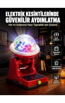 Mey İthalat Çok Amaçlı Şarjlı Led Projektör Lamba Solar Enerjili Rgb Ambiyans Ve Parti Işığı Diğer