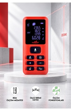 Dawrek E50 Lazer Mesafe Ölçer 80 Metre Dijital Hassas Ölçüm Cihazı Çok Fonksiyonlu Kırmızı Dawrek E50 Lazer Mesafe Ölçer 80 Metre Dijital Hassas Ölçüm Cihazı Çok Fonksiyonlu Kırmızı