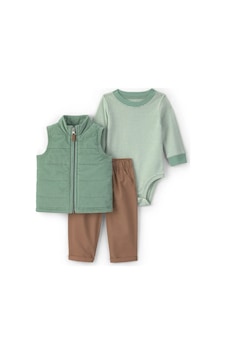 Carter's Erkek Bebek 3'lü Kadife Yelek Pantolon Takım Yeşil 1w099 Carter's Erkek Bebek 3'lü Kadife Yelek Pantolon Takım Yeşil 1w099