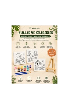 Kuşlar Ve Kelebekler Mini Şövaleli 3'lü Boyanabilir Kanvas Tuval Seti 20x20 12 Renk Boya Kuşlar Ve Kelebekler Mini Şövaleli 3'lü Boyanabilir Kanvas Tuval Seti 20x20 12 Renk Boya