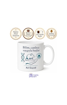 Laboratuvar Hayvanları Uzmanına Etik Araştırma Bilimsel Gelişim Kupa Hediye Bardak Beyaz / Çok Renkli