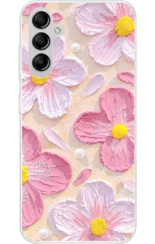 Samsung Galaxy A14 Uyumlu Pembe Beyaz Çiçekler Sulu Boya Baskılı Silikon Kılıf Renkli Samsung Galaxy A14 Uyumlu Pembe Beyaz Çiçekler Sulu Boya Baskılı Silikon Kılıf Renkli