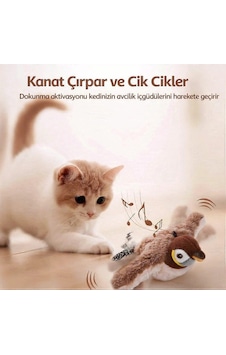 Tineke Şarjlı Titreşimli Hareketli Kedi Oyuncağı Uçan Kuş Oyuncak Tineke Şarjlı Titreşimli Hareketli Kedi Oyuncağı Uçan Kuş Oyuncak