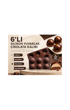 6'lı Silikon Yuvarlak Çikolata Kalıbı Kahverengi 6'lı Silikon Yuvarlak Çikolata Kalıbı Kahverengi