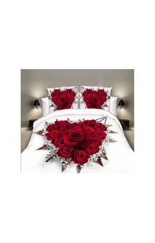 Rose7 Çift Kişilik 4 Parça Luxury Nevresim Takımı Alev Kırmızısı