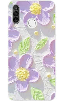 Huawei P30 Lite Uyumlu Mor Papatyalar Sulu Boya Baskılı Silikon Kılıf Renkli Huawei P30 Lite Uyumlu Mor Papatyalar Sulu Boya Baskılı Silikon Kılıf Renkli