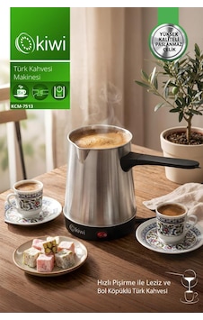 Kiwi Kcm-7513 Türk Kahvesi Makinesi 700 Ml & 8 Fincan Kapasite & Paslanmaz Çelik Kiwi Kcm-7513 Türk Kahvesi Makinesi 700 Ml & 8 Fincan Kapasite & Paslanmaz Çelik