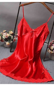 Merry See Dantelli Kısa Saten Gecelik Kırmızı 001 Merry See Dantelli Kısa Saten Gecelik Kırmızı 001