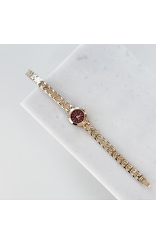 Sim Gold Saat Bordo Çok Renkli Sim Gold Saat Bordo Çok Renkli