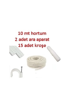 Klima Su Tahliye Hortumu 10 Metre + 2 Ek Parça + 15 Adet Kroşe Klima Su Tahliye Hortumu 10 Metre + 2 Ek Parça + 15 Adet Kroşe