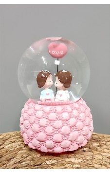 Balon Pilli Müzikli Işıklı Kar Küresi Orta Boy-pembe N145 Balon Pilli Müzikli Işıklı Kar Küresi Orta Boy-pembe N145