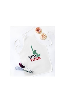Bk Gift New York Tasarımlı Beyaz Mutfak Önlüğü - Model 1 Bk Gift New York Tasarımlı Beyaz Mutfak Önlüğü - Model 1