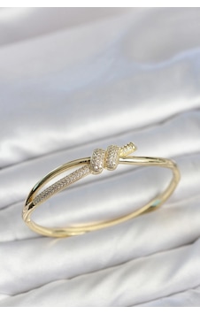 Gold Renk Zirkon Taşlı Düğüm Model Kadın Kelepçe Kadın Bileklik Çok Renkli Gold Renk Zirkon Taşlı Düğüm Model Kadın Kelepçe Kadın Bileklik Çok Renkli