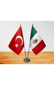 Masa Üstü Meksika Bayrağı Türk Bayrağı İkili Krom Direk Masa Bayr Masa Üstü Meksika Bayrağı Türk Bayrağı İkili Krom Direk Masa Bayr
