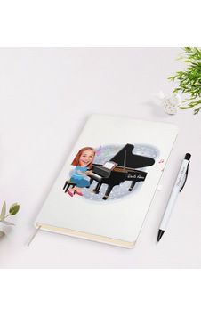 BK Gift Kişiye Özel Müzik Öğretmeni Karikatürlü Beyaz Defter Kale BK Gift Kişiye Özel Müzik Öğretmeni Karikatürlü Beyaz Defter Kale