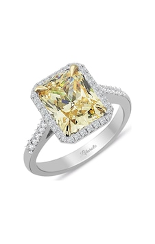 Pırlanta Ve Sarı Topaz Baget Kesim Tektaş Yüzük Pırlanta Ve Sarı Topaz Baget Kesim Tektaş Yüzük