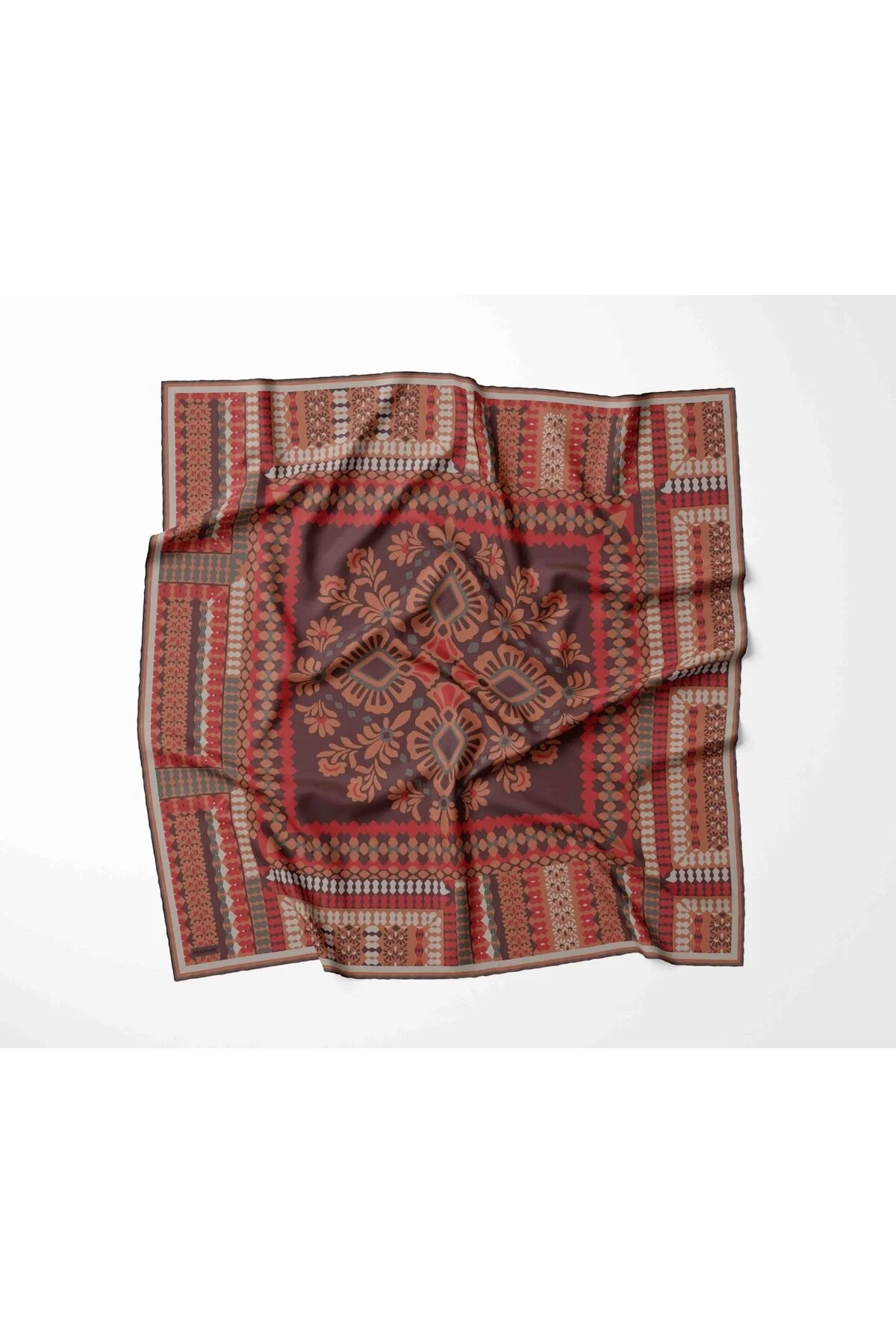 Silk Home Soft Eşarp Turuncu Bordo Çok Renkli