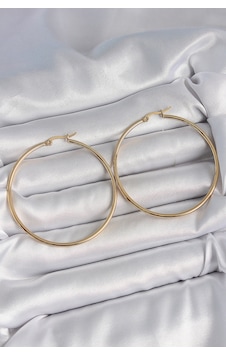 316 Çelik Gold Renk 53 Mm Halka Model Kadın Küpe Altın