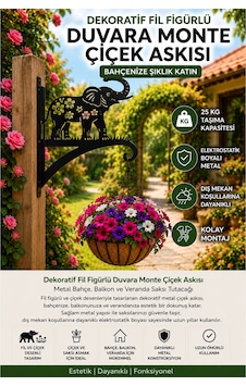 Dekoratif Fil Figürlü Metal Duvara Monte Çiçek Askısı Bahçe, Balkon Ve Veranda Saksı Askılığı Elektrostatik Boyalı Dayanıklı Saksı Tutacağı Siyah Fil Dekoratif Fil Figürlü Metal Duvara Monte Çiçek Askısı Bahçe, Balkon Ve Veranda Saksı Askılığı Elektrostatik Boyalı Dayanıklı Saksı Tutacağı Siyah Fil