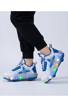 2256-n-drops Led Işıklı Çift Tekerlekli Akıllı Bağcıklı Unisex Çocuk Patenli Ayakkabı Beyaz - Mavi 2256-n-drops Led Işıklı Çift Tekerlekli Akıllı Bağcıklı Unisex Çocuk Patenli Ayakkabı Beyaz - Mavi