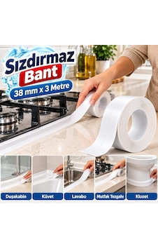 Su Sızdırmaz Bant 38 Mm X 3 Metre Suya Neme Dayanıklı Lavabo Küvet Mutfak Tezgah Bandı 1 Su Sızdırmaz Bant 38 Mm X 3 Metre Suya Neme Dayanıklı Lavabo Küvet Mutfak Tezgah Bandı 1
