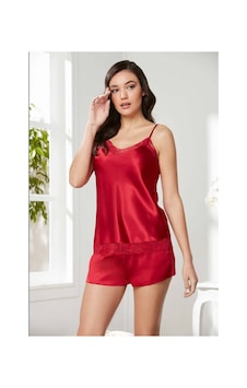 Pierre Cardin Kadın Fantazi Dantelli Saten Şortlu Takım Kırmızı Pierre Cardin Kadın Fantazi Dantelli Saten Şortlu Takım Kırmızı