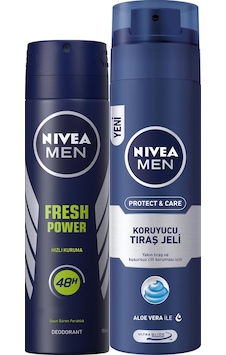 Nivea Fresh Power Erkek Sprey Deodorant 150 ML + Koruyucu ve Bakım Tıraş Jeli 200 ML Nivea Fresh Power Erkek Sprey Deodorant 150 ML + Koruyucu ve Bakım Tıraş Jeli 200 ML