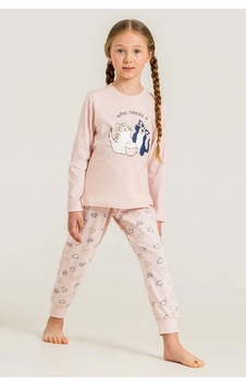 Moda Dua Rolypoly Rp3902-g Kız Çocuk Uzun Kol Pijama Takım Pudra
