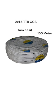 Yeşim Kablo 2x1.5 Ttr Cca Çok Telli Tam Kesit Beyaz Renk Kablo 100 Metre