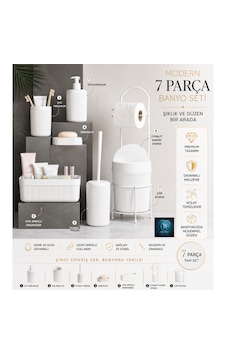 Premium Lüks 7 Li Banyo Aksesuar Seti Modern Tasarım Beyaz Premium Lüks 7 Li Banyo Aksesuar Seti Modern Tasarım Beyaz