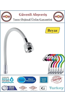 Spiralli Esnek Mutfak Evye Batarya Borusu - Beyaz Beyaz