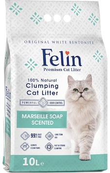 Felin Marsilya Sabun Kokulu İnce Taneli Topaklaşan Bentonit Kedi Kumu 10 L Felin Marsilya Sabun Kokulu İnce Taneli Topaklaşan Bentonit Kedi Kumu 10 L